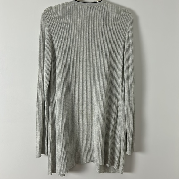 NWT Belle light grey ribbed cotton blend with black trim open cardigan size L - Picture 5 of 5